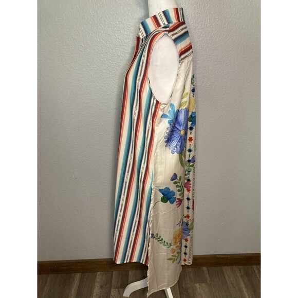 Long Duster Kimono Shirt Dress M Boho Flowy Hippie Floral Western Fairy Button - Picture 7 of 8